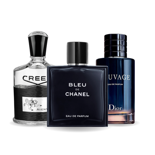 Zestaw 3 Perfum - Creed AVENTUS, BLEU DE CHANEL e Dior SAUVAGE 100ml.